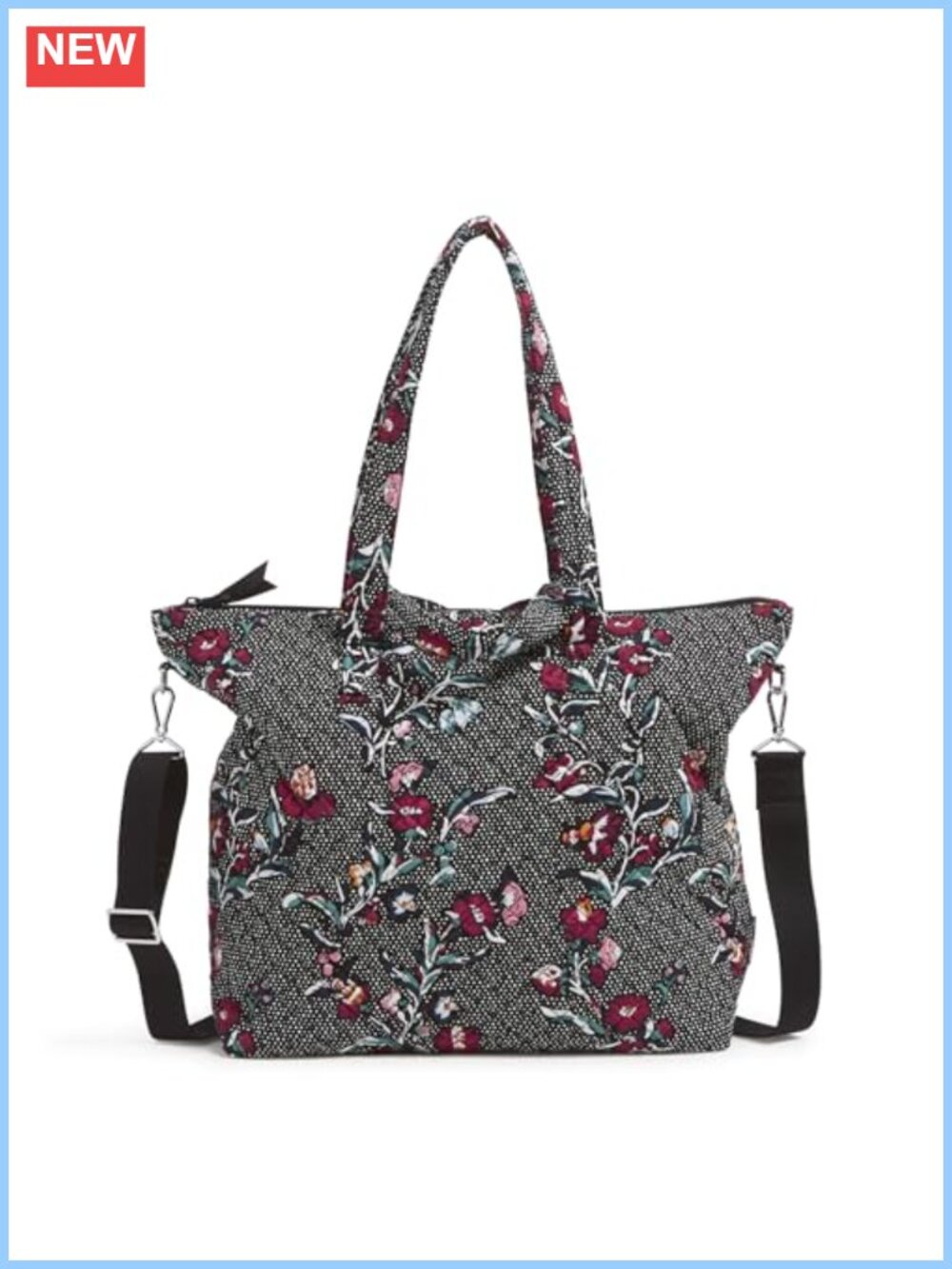 Vera Bradley Cotton Slouchy Tote Bag Recycled Cotton Shoulder Handbag Zip